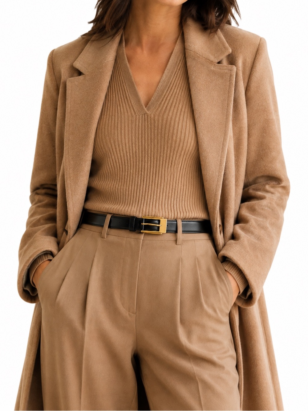 Weekend Max Mara Black Leather Belt with Gold Buckle